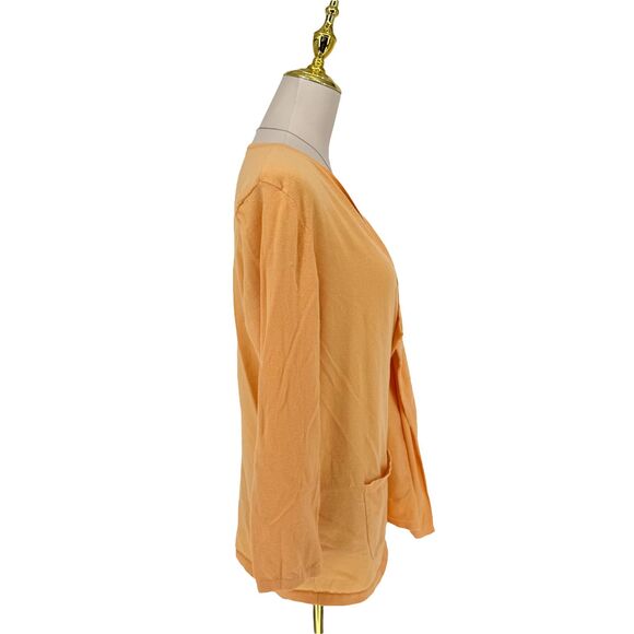 J. Jill Open Front Cardigan Medium PETITE Orange Cotton Lightweight Pockets EUC - Picture 9 of 13